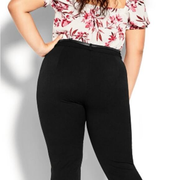 City Chic Black Pants with Belt - Picture 2 of 9